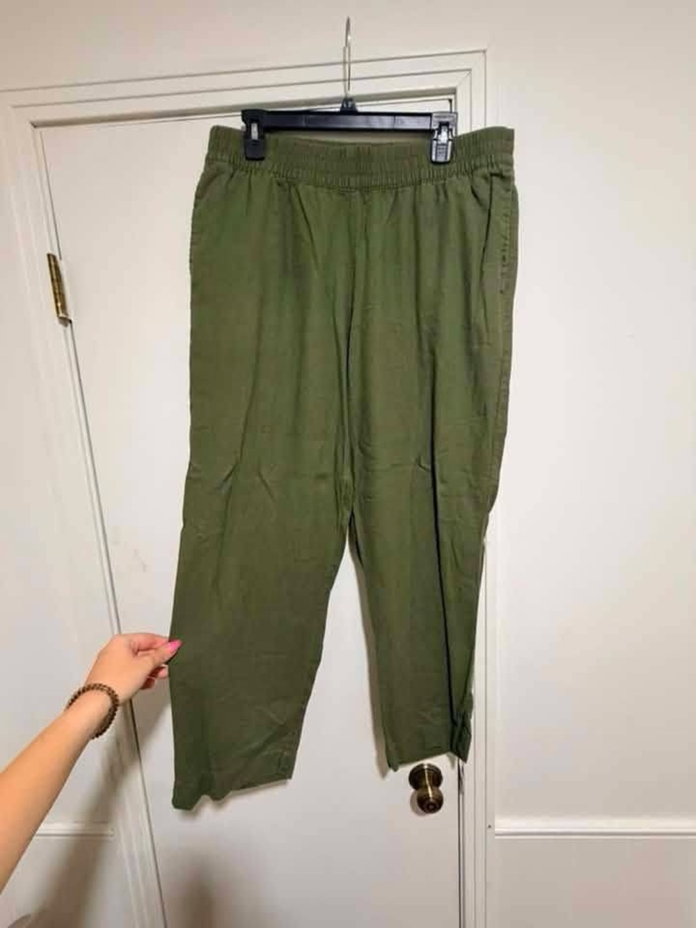 Olive Green linen  Casual Pants
